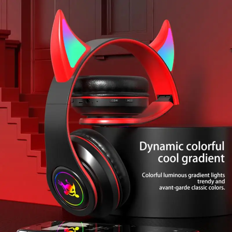 Светящиеся Игровые наушники Devil игровые стереонаушники Bluetooth-совместимые с 5 0