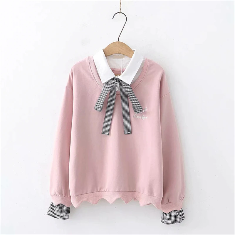 

2021 Autumn Japanese School Uniforms For Girls Cute Long Sleeve Tops And Bowtie Pullover Full Sets Cosplay Costume Series 3color
