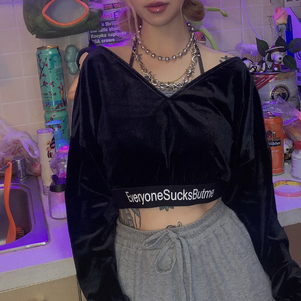 Зимняя модная футболка 2020 сексуальная с длинным рукавом v образным вырезом на