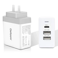 ul listed usb c charger pd 65w qc 3 0 usb 3 in 1 travel wall charger compatible for iphone tablet laptop and more delippo