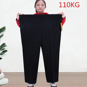 Middle-aged mother Black Trousers Spring Autumn High waist Loose Stretch Pants Large size 7XL Female Casual Straight-leg Pants