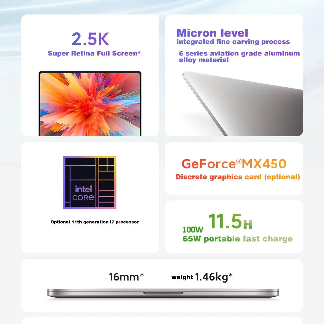 Ноутбук Xiaomi Mi RedmiBook Pro 14 дюймов Intel Core i7 11370H / i5 11300H 16 Гб DDR4 512 SSD ноутбук 2 5 K FHD тонкий