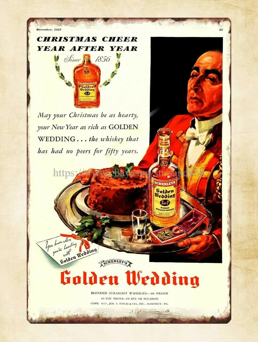 

wall art 1938 Ad Golden Wedding Rail Splitter Recipe Military metal tin sign