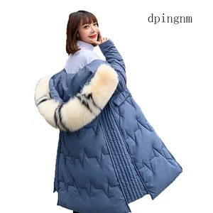 2019; Парки с искусственным мехом; Женская пуховая куртка размера плюс, Женская парка, утепленная верхняя одежда с капюшоном, Женское зимнее пальто, куртка с хлопковой подкладкой