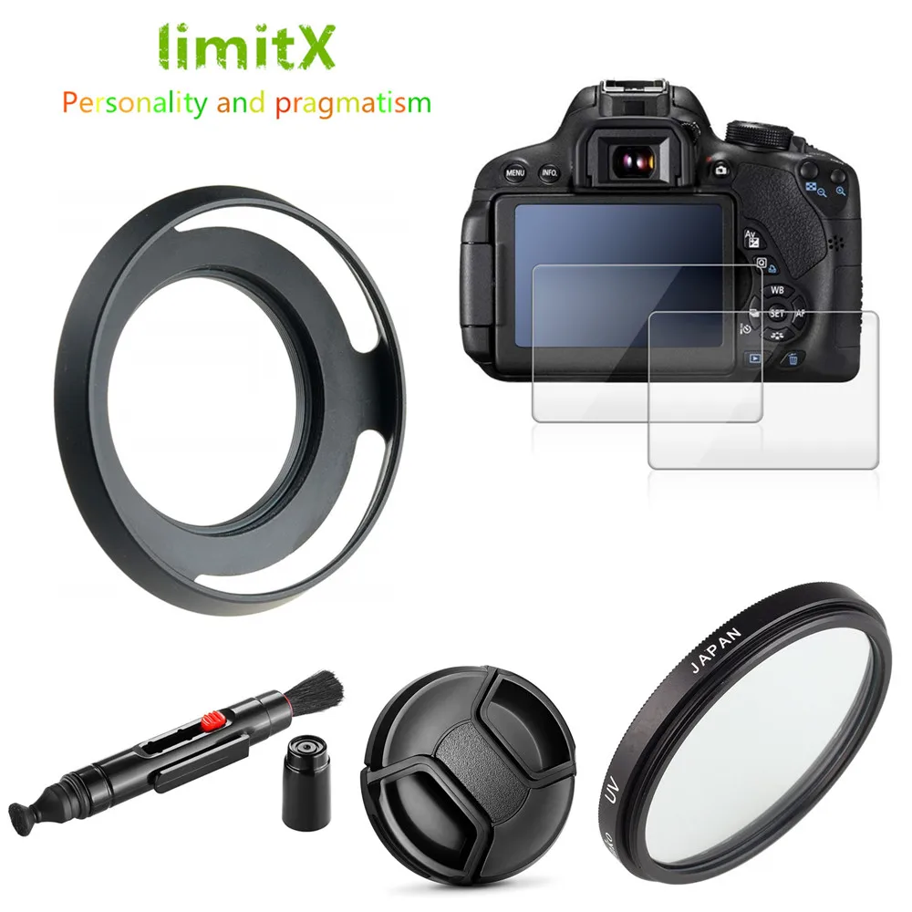 УФ-фильтр+ бленда+ крышка+ ручка+ стеклянная Защитная пленка для SONY Alpha A6600 A6400 A6300 A6100 A6000 A5000 с объективом 16-50 мм