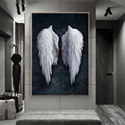 Черно-белые крылья ангела, холст, живопись, плакаты и принты, ангельские перья, крылья земли, креативная Настенная картина, Декор для дома и комнаты