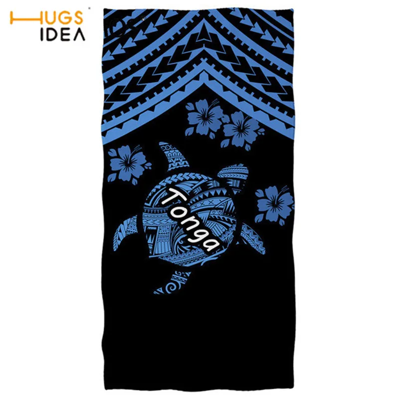 

HUGSIDEA Tonga Blue Sea Turtle Beach Towel Soft Summer Swim Blanket Floral Adult Shower Face Towel 2 Size fit Gym Yoga