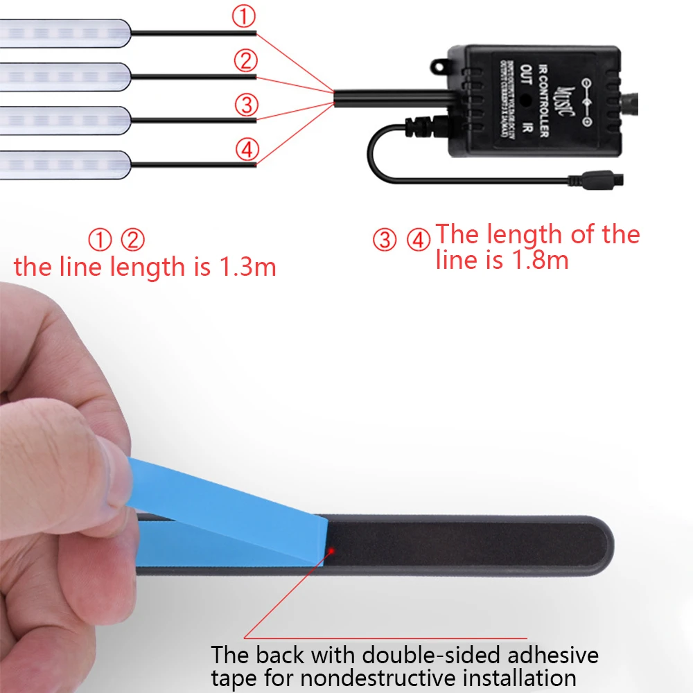 Автомобильный линейный светильник Интерьер атмосферу светодиодный RGB тире пол