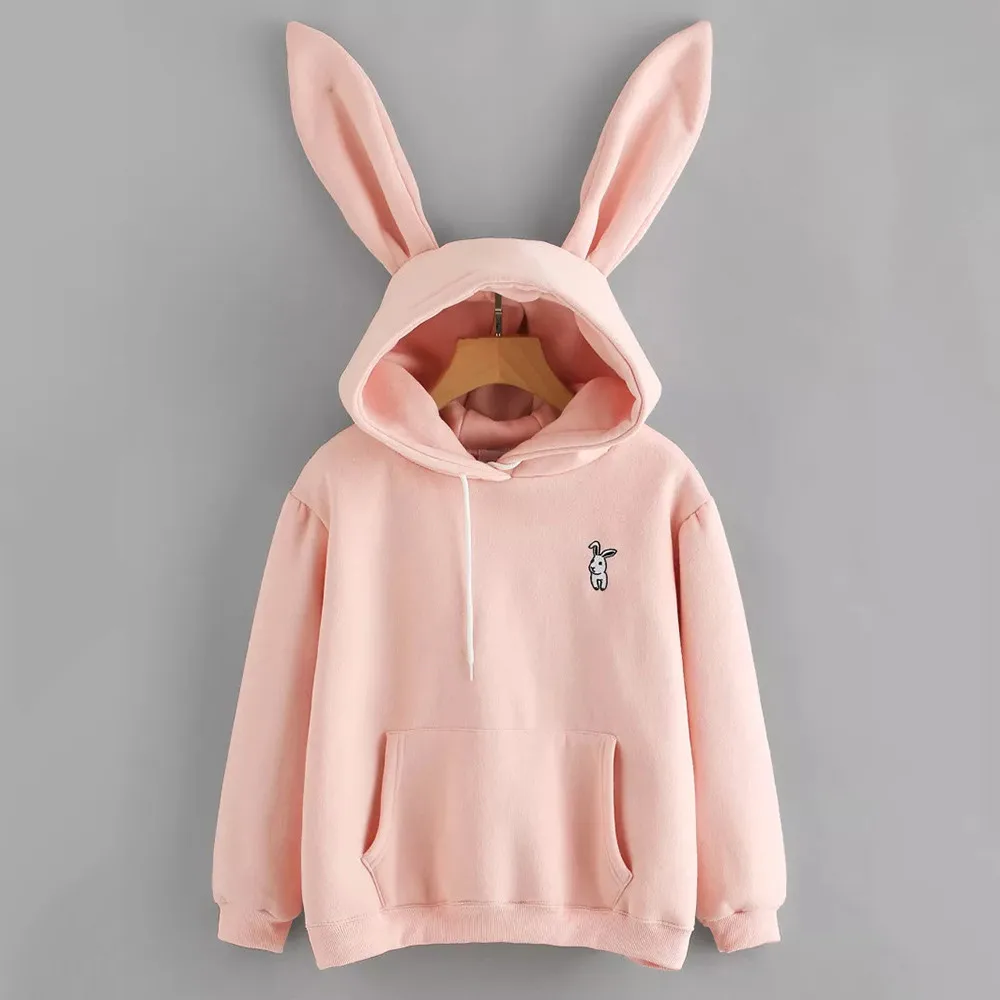 Kawaii Rabbit Hoodie Womens Top Long Sleeve Hoodie Sweatshirt Pullover Tops Autumn Winter Korean Style Sweatshirt Худи Оверсайз