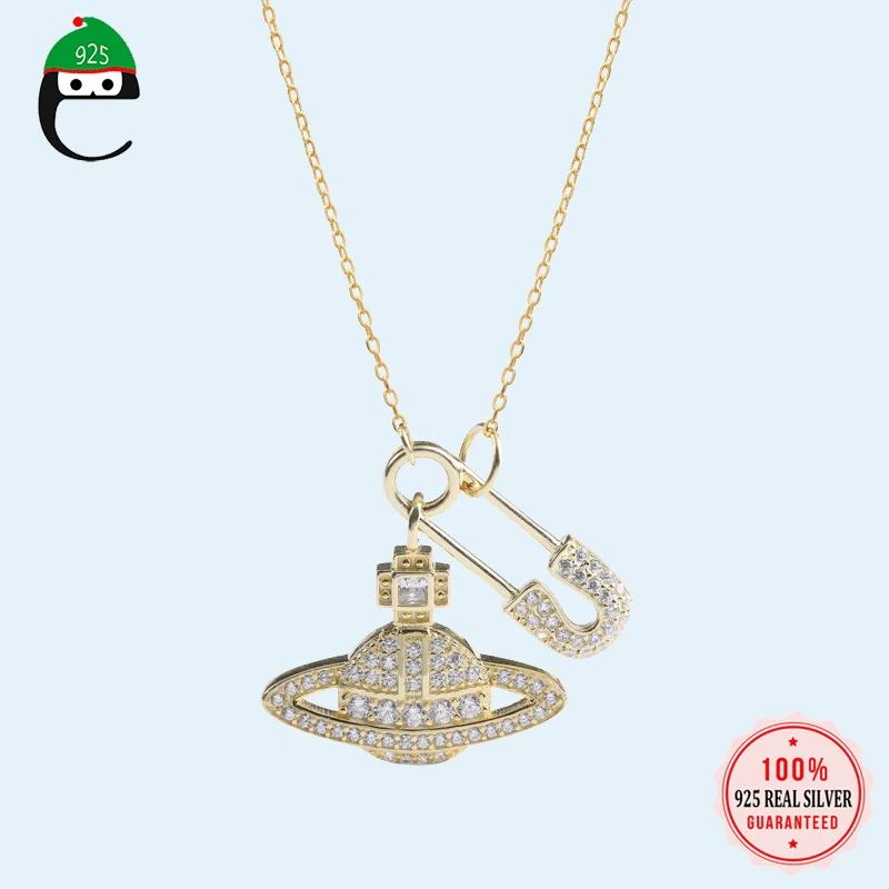 Ожерелье Вселенная 100% Стерлинговое Серебро 925 пробы полностью CZ камни кулон