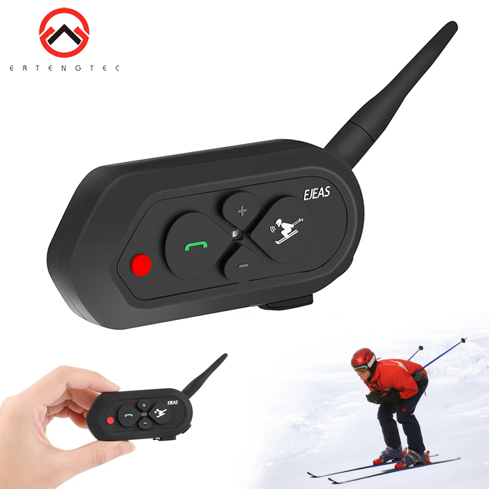 SKI intercom For 2 Skier 1200m Wireless Intercomunicador Moto Waterproof Realtime Talking BT Interphone 500mAh Audio Intercom