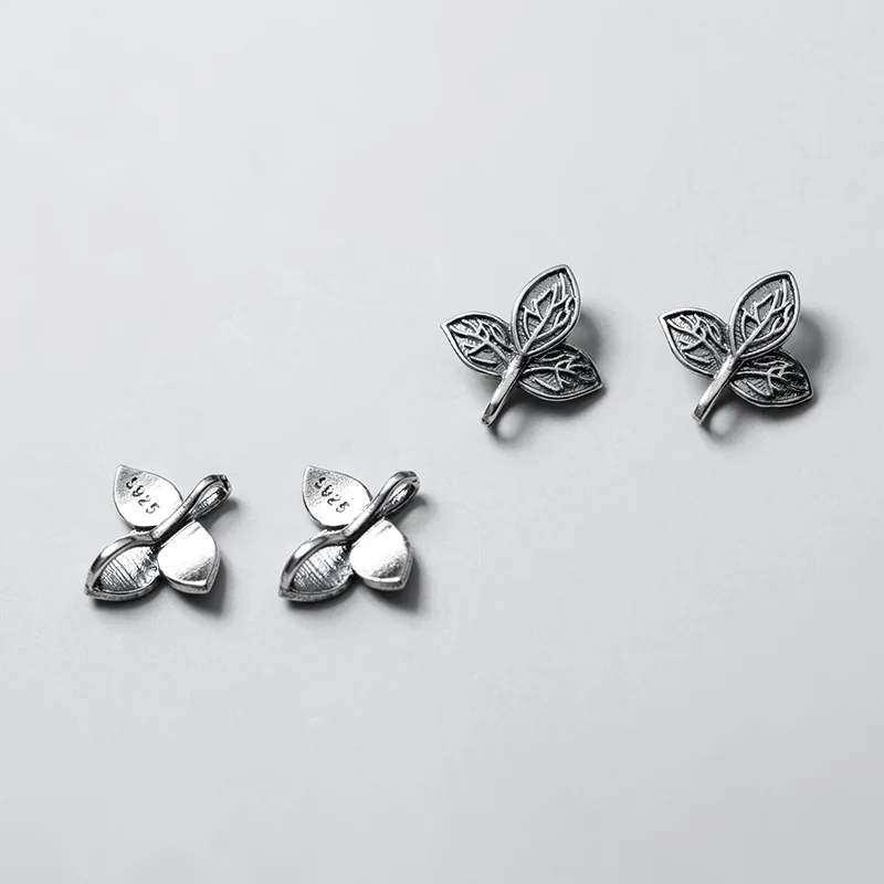 Кулон листья из тайского серебра 925 пробы для браслета|Ювелирные шармы| |