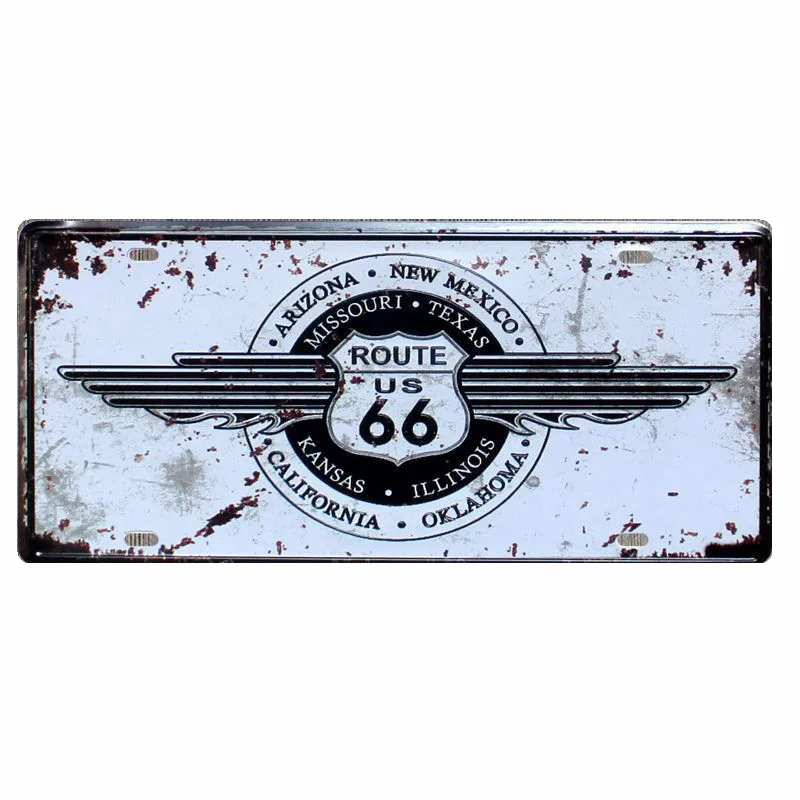 США винтажные металлические жестяные знаки Route 66 номер автомобиля номерной знак табличка Плакат Бар Клуб стены гаража украшения дома 15*30 см A133 - Цвет: 14