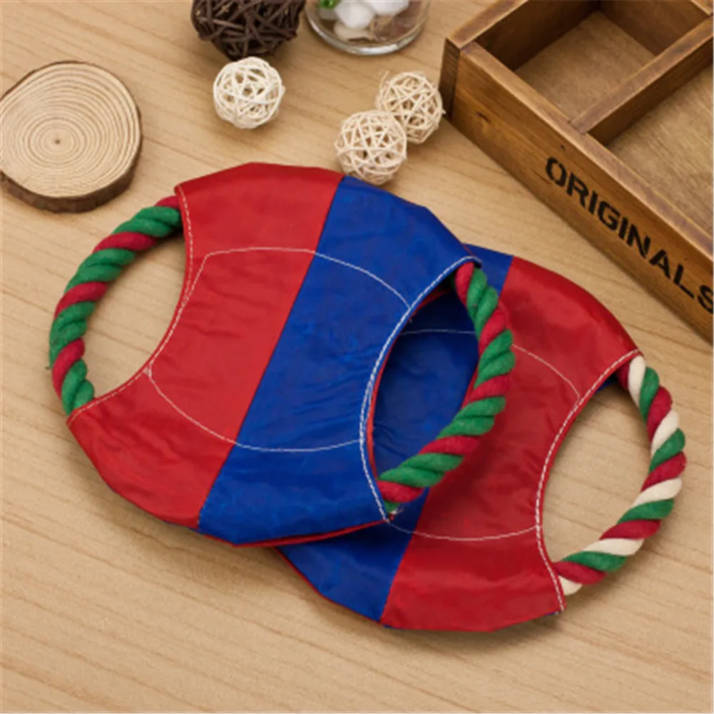 

Durable Pet Dog Outdoor Training Flying Discs Toy Nylon Big Dogs Chew Cotton Rope Toy Puppy Teeth Clean Interactive Toys