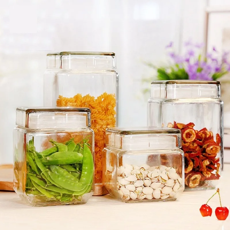 Бытовая квадратная банка для хранения прозрачная герметичная влагостойкая