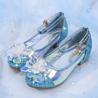 children cinderella crystal high heeled shoes sequin transparent princess girls party shoes diamond kids dress frozen