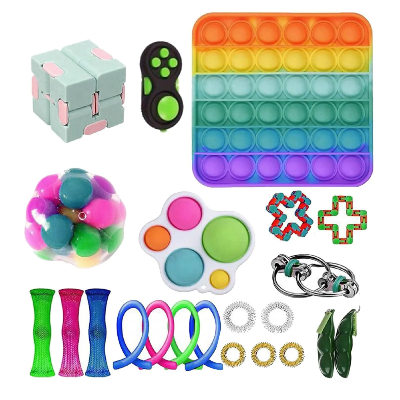 

30 Pack Push Bubble Sensory Fidget Autism Needs Squishy Anxiety Stress Relief Antistress Silicone Adult Kids Desktop Toys Game