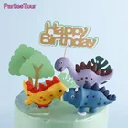 1 шт 9 см динозавр Happy Birthdya вечерние Полимерная глина торт топпера, Dino вечерние поставки печь Декор детей День рождения вечерние свадебный Декор сувениры