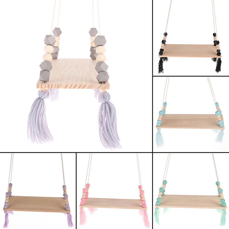 1 шт. расшиты разноцветными бусинами и кисточками деревянная полка Декоративный