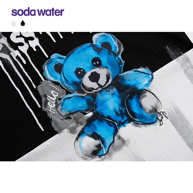 

SODAWATER Women Long Sleeve T-shirt 2020 Autumn Funny Bear Print Hip Hop T-shirt For Girl Graffiti Oversized Cotton Tshirt Women