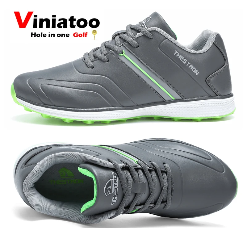 Новый Для мужчин Водонепроницаемый Гольф кроссовки белого и серого цвета на