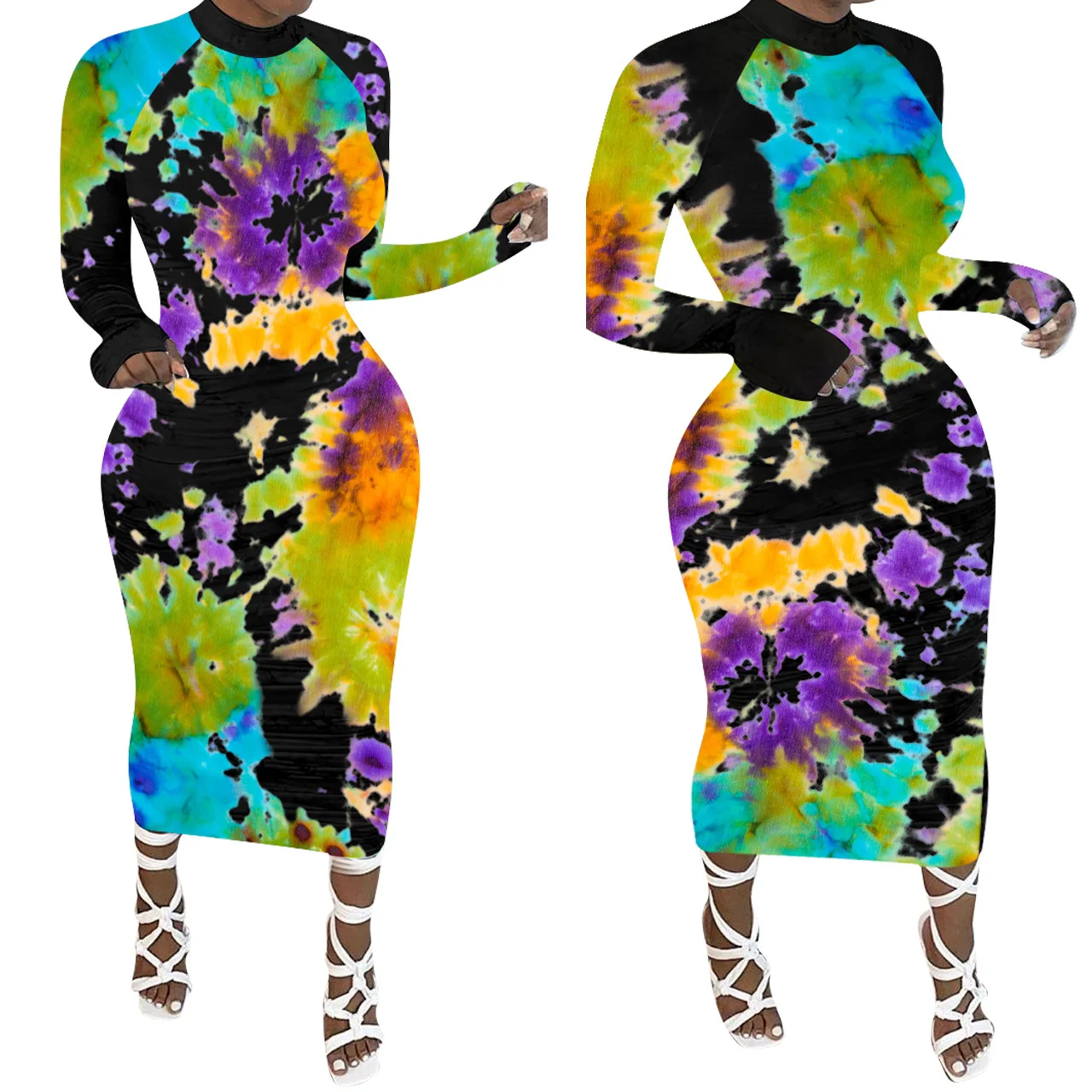 

African Dresses for Women Dashiki Sexy Print Robe African Clothes Plus Size Summer Autumn Retro Bodycon Africa Long Maxi Dress