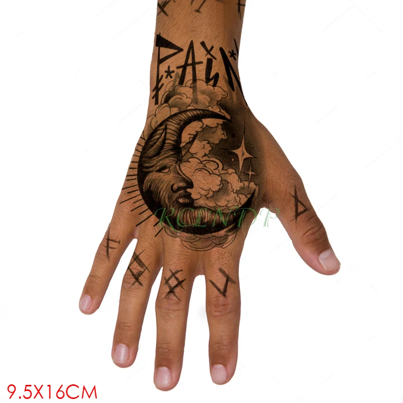 

Водостойкая Временная тату-наклейка Луна облако письмо поддельные тату флэш-тату задняя часть ноги татуаж Тато для девушек женщин мужчин