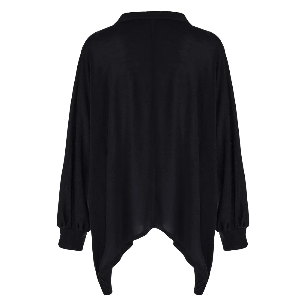 feitong Blouse Female Clothing Women's Loose Plus Size Solid Long Sleeve V-neck Pullover Blouse Tops Shirt Plus Size 5XL