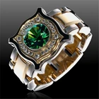 Мужские часы, роскошные аксессуары, украшение из зеленого камня, двухцветные ювелирные изделия для мужчин, делового типа, браслет на палец, подарки на день рождения