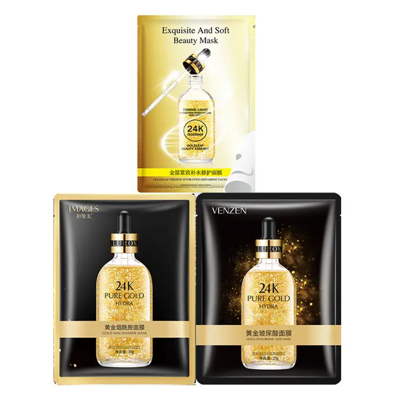 BIOAQUA 24K Золотая фольга маска для лица Гиалуроновая кислота Магнитная черная
