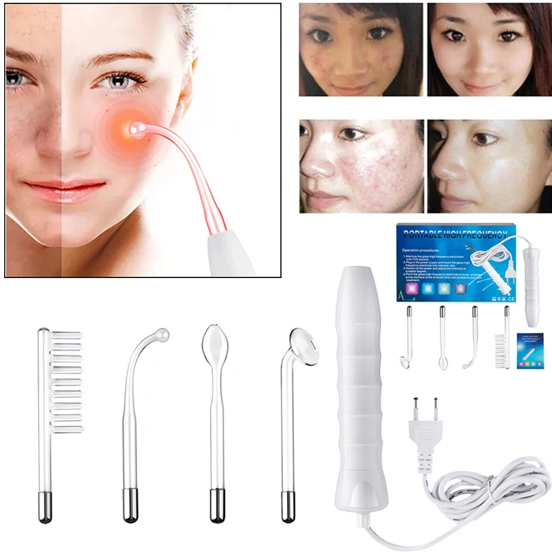 Varita Facial portátil de alta frecuencia para el cuidado del cabello, electrodo...