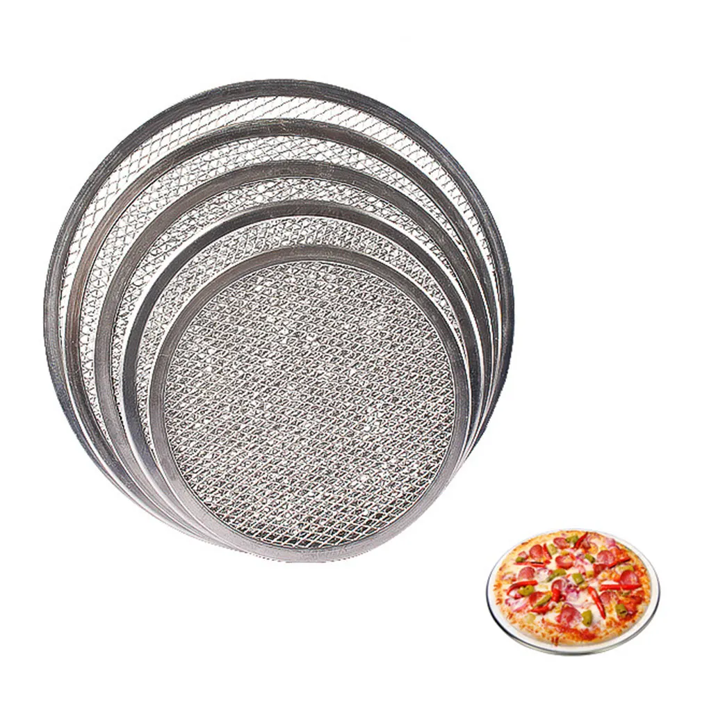 

Round Mesh Pizza Screen Baking Thin Crust Tray Mesh Aluminum Wire Pan Pizza Baking Tool