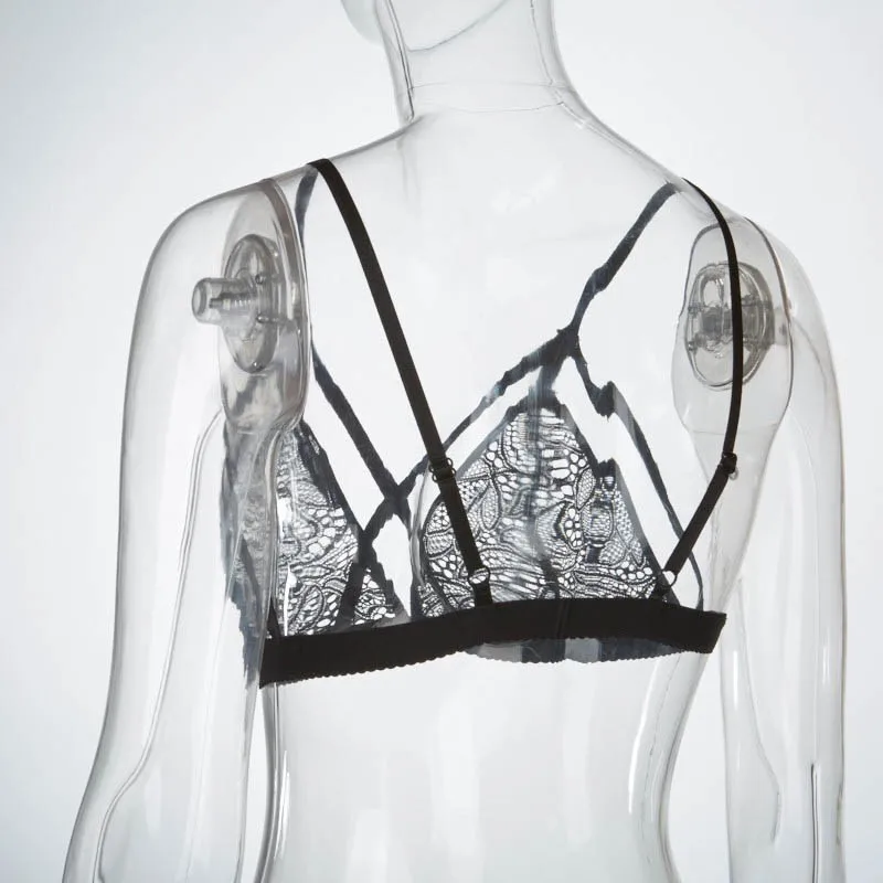 Новое поступление сексуальный женский кружевной цветочный прозрачный глубокий v-образный вырез бюстгальтер без косточек бюстье укороченный топ нижнее белье
