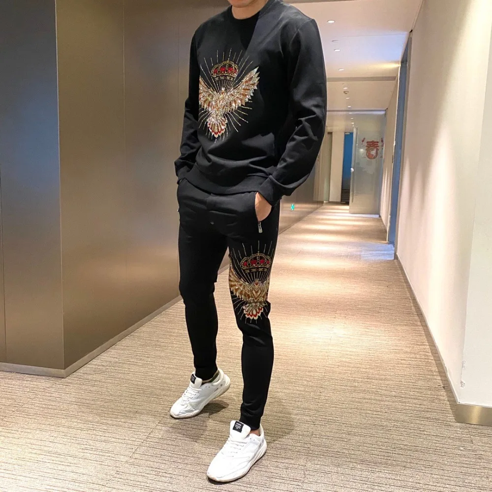 Осень зима класса люкс для мужчин тренировочный костюм в рождественской