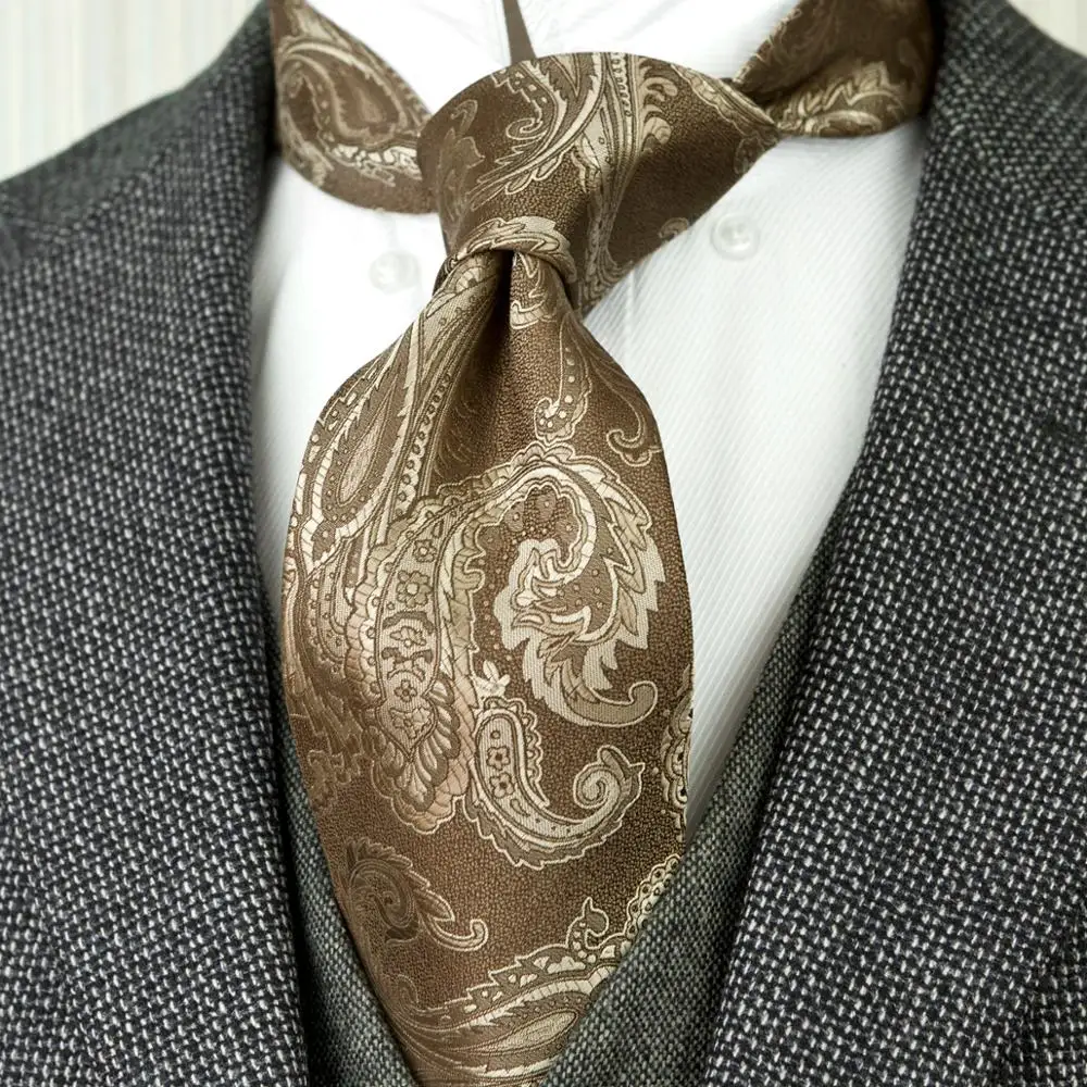Бесплатная доставка мужские галстуки Пейсли с цветочным рисунком коричневый