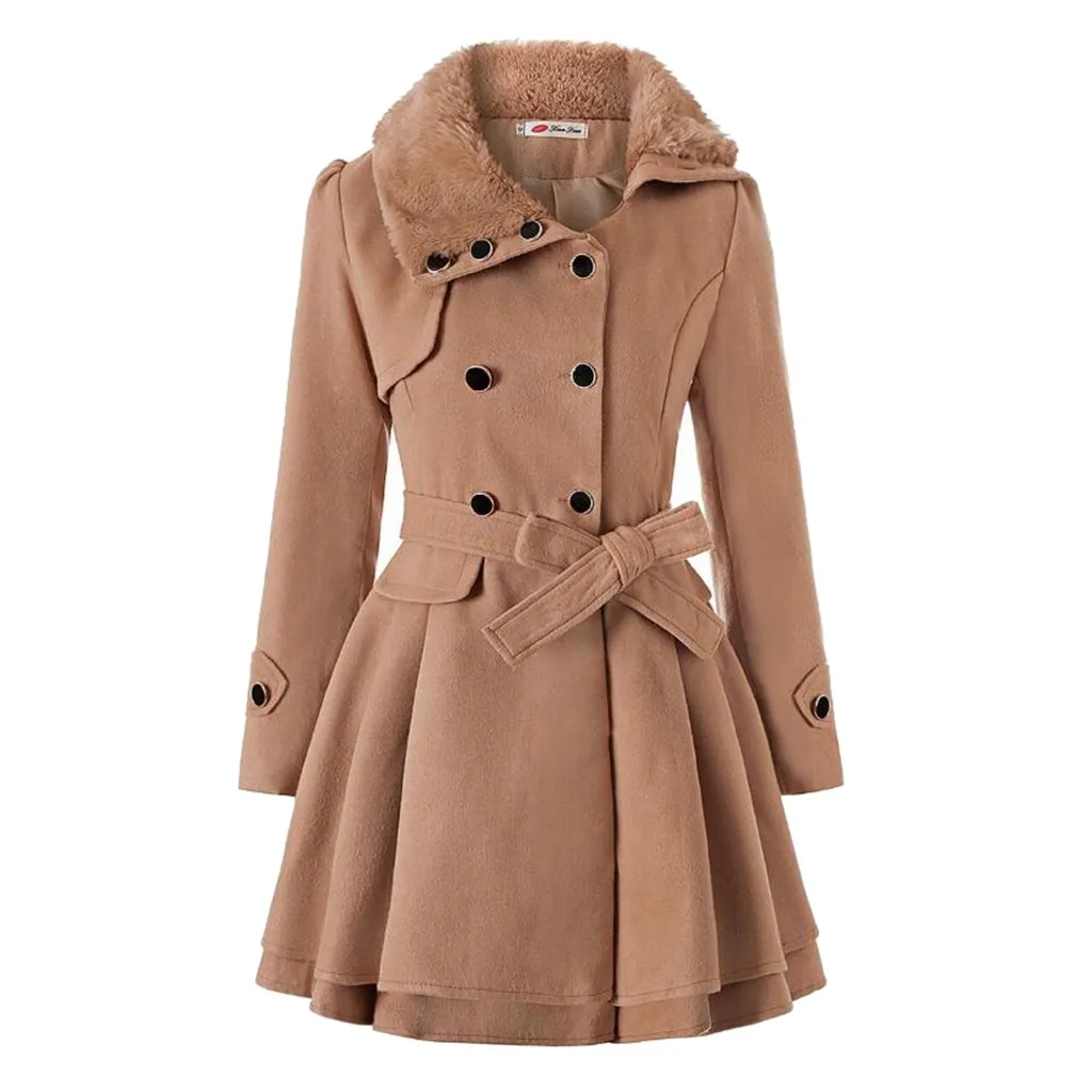 

5XL зимняя куртка, Женское шерстяное Пальто, женская ветровка, теплая верхняя одежда с застежкой на пуговицах, асимметричный подол, женская н...