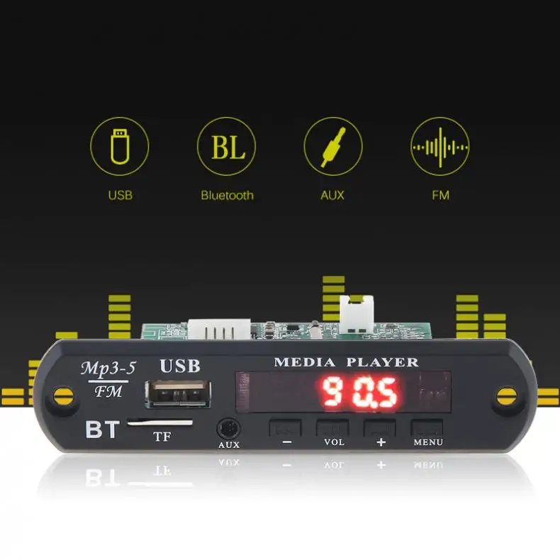 Беспроводная плата аудио декодера 12 в 1080P Поддержка WAV MP3 декодеры со стерео TF