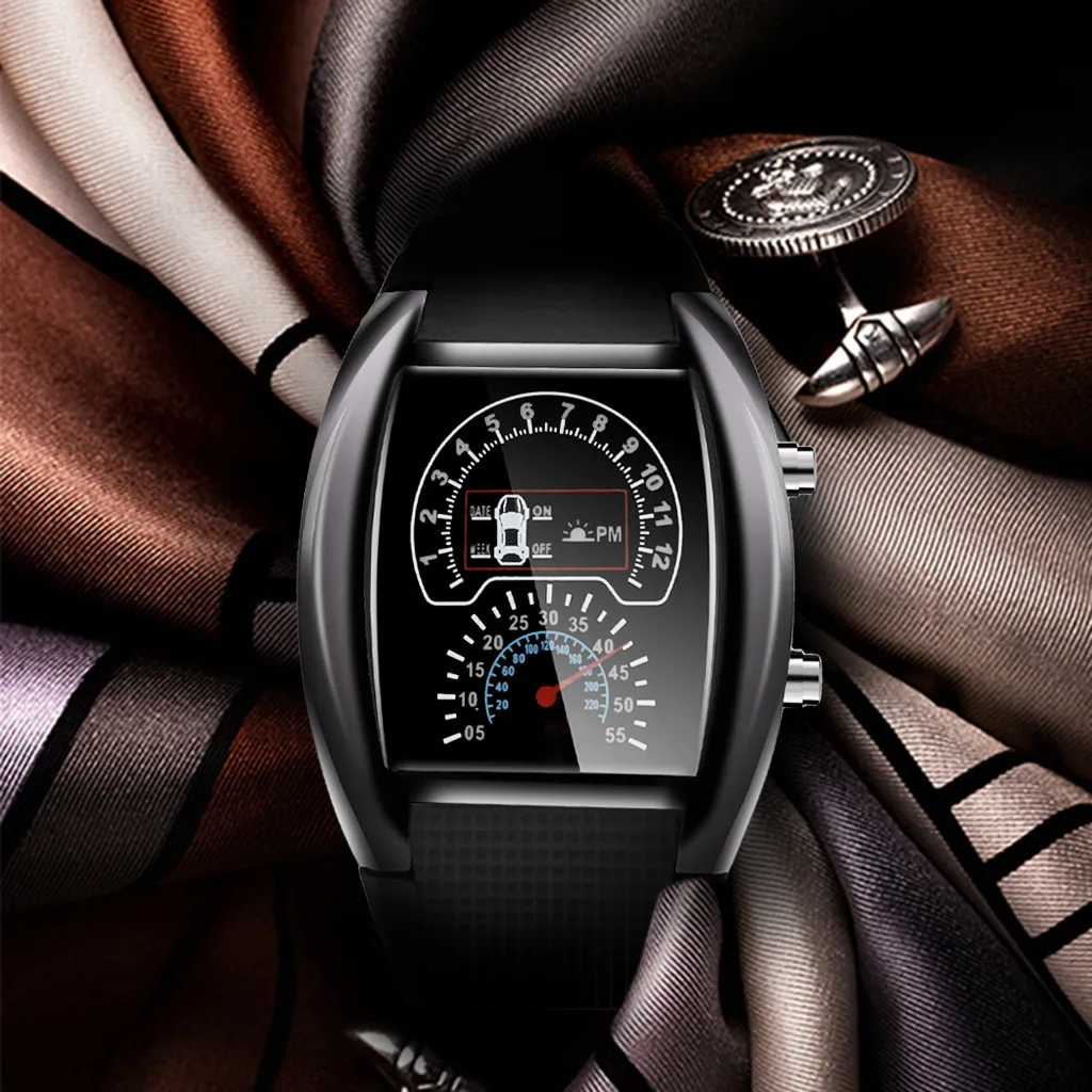 

Часы мужские кварцевые в спортивном стиле, модные цифровые, с отделением для измерения яркости автомобиля, подарок для мужчин