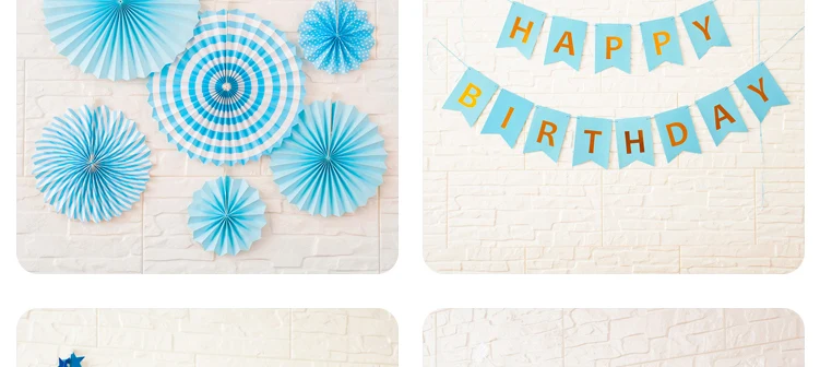 

Adult Birthday Decoration Paper Flower Fan Pull Strip Wedding Arrangement Blue Party Background Mariage Wall Decoration EB50PT