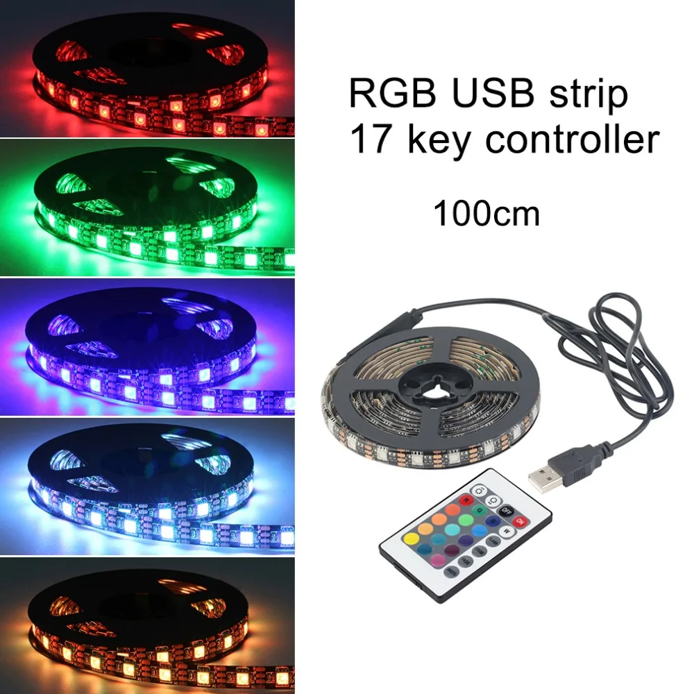 

ICOCO RGB 5050 SMD LED Strip Lamps Waterproof Flexible LED Tape Light USB 5V Christmas Decoration Lamp Black Strip Light Hot