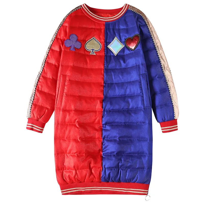 

Женский пуховик средней длины с длинным рукавом, осенне-зимняя модная теплая куртка на утином пуху, верхняя одежда с вышивкой и принтом, жен...