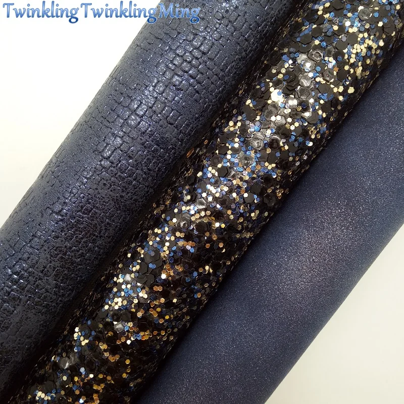 Темно-синяя блестящая ткань металлизированная искусственная синтетическая