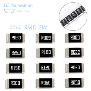 20PCS Alloy Resistor 2W R001 R002 R003 R004 R008 R009 R010 R012 R015 2512 1% R020 R025 R060 R070 R100 R120 R150 R300 R500 SMD