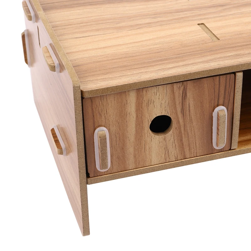 

Wooden Monitor Stand Riser Computer Desk Organizer with Keyboard Mouse Storage Slots for Office Supplies School Computer Heighte