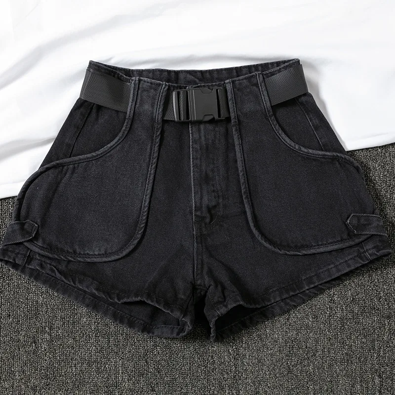 

Женские джинсовые шорты Maneskin Traf Y2k, дышащая женская одежда, модная тонкая трапециевидная уличная одежда, джинсы с высокой талией