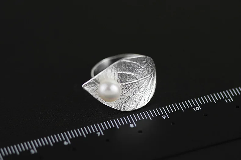 INATURE 925 пробы серебряные ювелирные изделия из натурального жемчуга винтажные кольца в виде листьев для женщин регулируемое кольцо