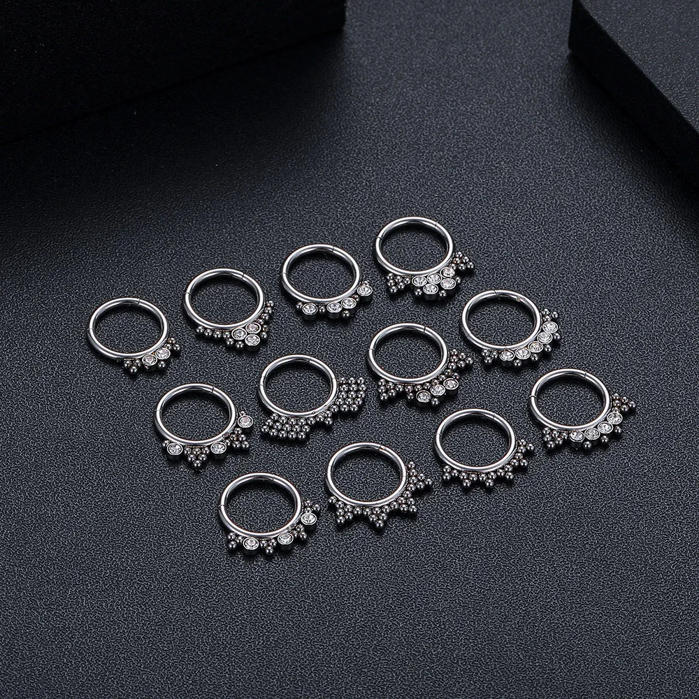 1PCS Stainless Steel Hinged Hoop Earrings Septum Piercing Clicker Nose Hoop Ring Tragus Clicker Cartilage Earring Helix Daith images - 6