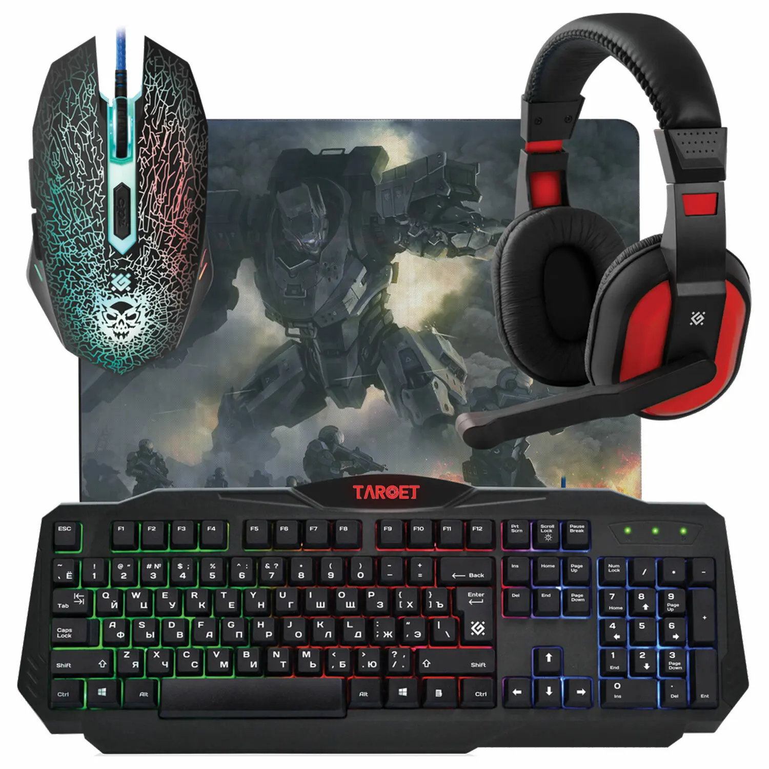 Набор проводной игровой DEFENDER Target MKP-350 USB клавиатура мышь 5 кнопок+1 колесо-кнопка