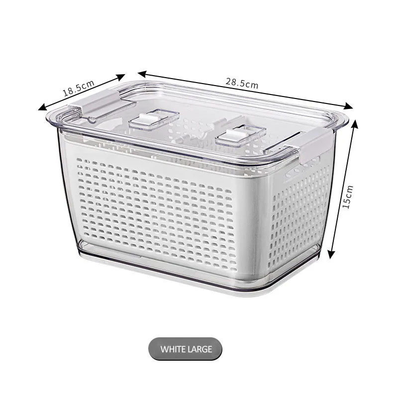 

Multifunctional Organizer Plastic Fresh-Keeping Box Refrigerator Fruit Vegetable With Lid Drain Crisper Kitchen Storage Boxs