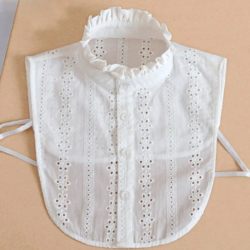 

Women Lace Collar Pure Color Detachable Lapel Choker Necklace Shirt Fake False Collar Blouse Sweatshirt Vest Accessories
